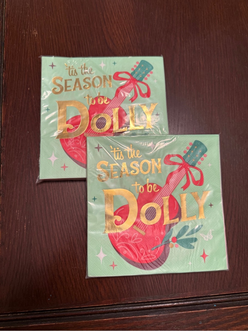 Doll Parton Green & Pink 'Tis the Season to Be Dolly' Holiday Napkins 2 packs